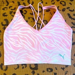 Puma pink animal print sports bra